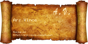 Arz Vince névjegykártya